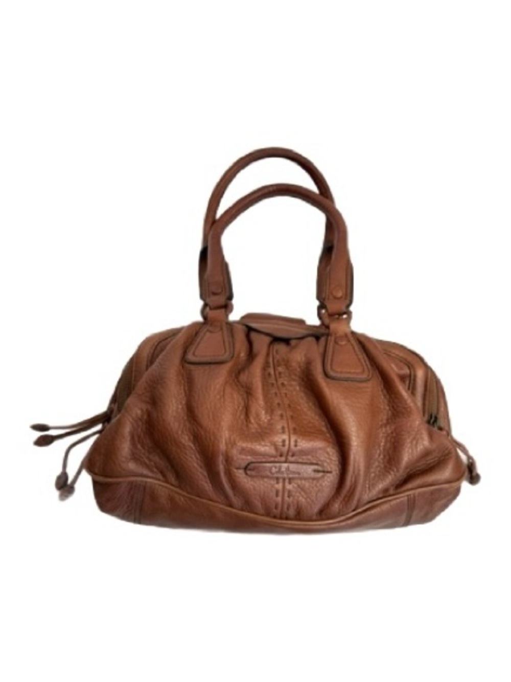 Cole Haan Brown Pebble Leather Handbag Purse Shoulder Bag Zipper High Quality